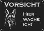 Preview: Aluminium Warnschild Deutscher Schäferhund VORSICHT Hier wache ich!